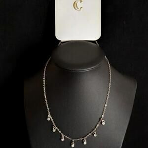 Charming Charlie Dainty Light Blue Silver Tone Necklace NWT